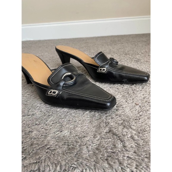 Black square toe mules with low heel - Picture 5 of 10
